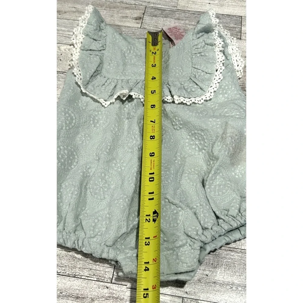 Catherine Malandrino Mini Baby Girl Blue One Piece Embroidered Romper 3-6 Months